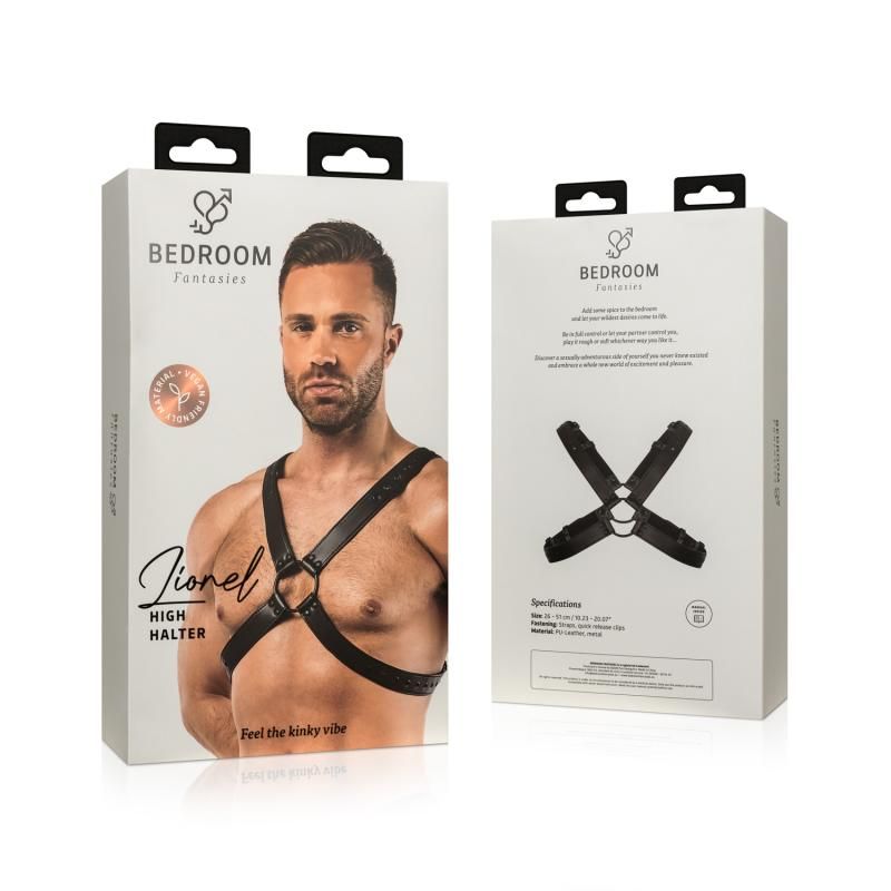Lionel Bondage Harness in Black Faux Leather