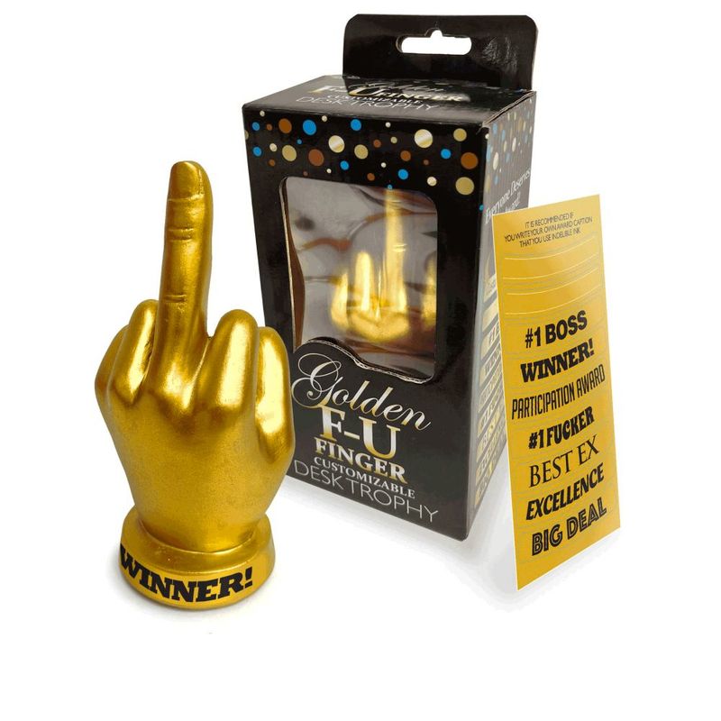 Golden FU Finger Trophy 6 Inch Customizable Award