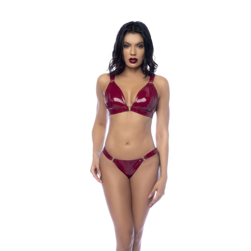 Wet Look Vinyl Two Piece Set Gloss Wine