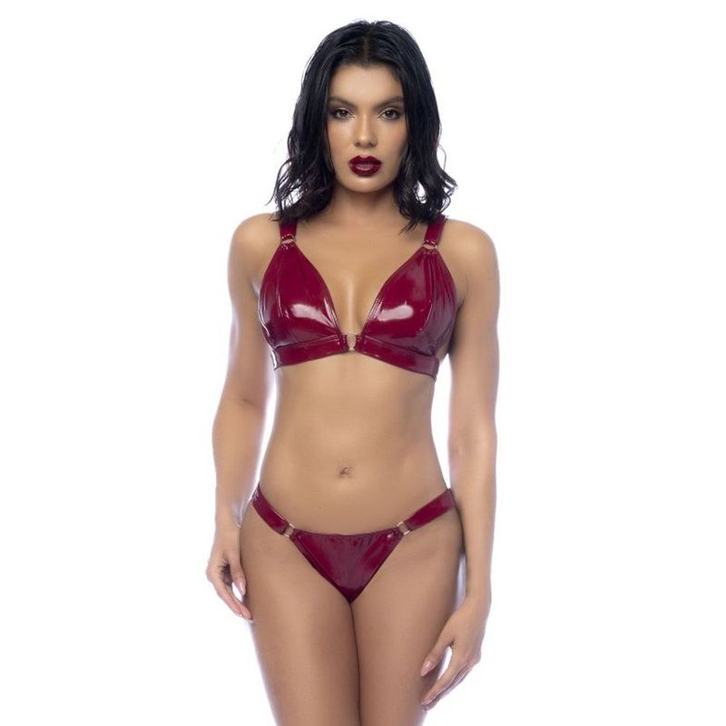 Wet Look Vinyl Two Piece Set Gloss Wine