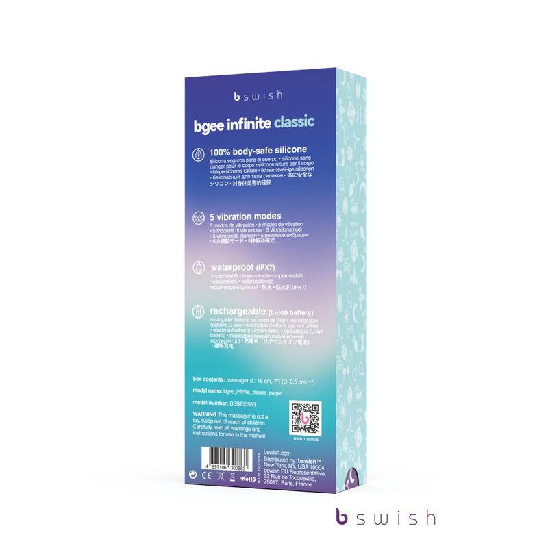 Bgee Infinite Classic Purple Waterproof Vibrator 7 Inch