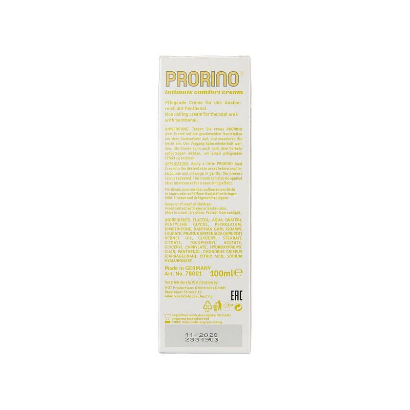 Prorino Unisex Sensitive Anal Comfort Cream 100ml Tube