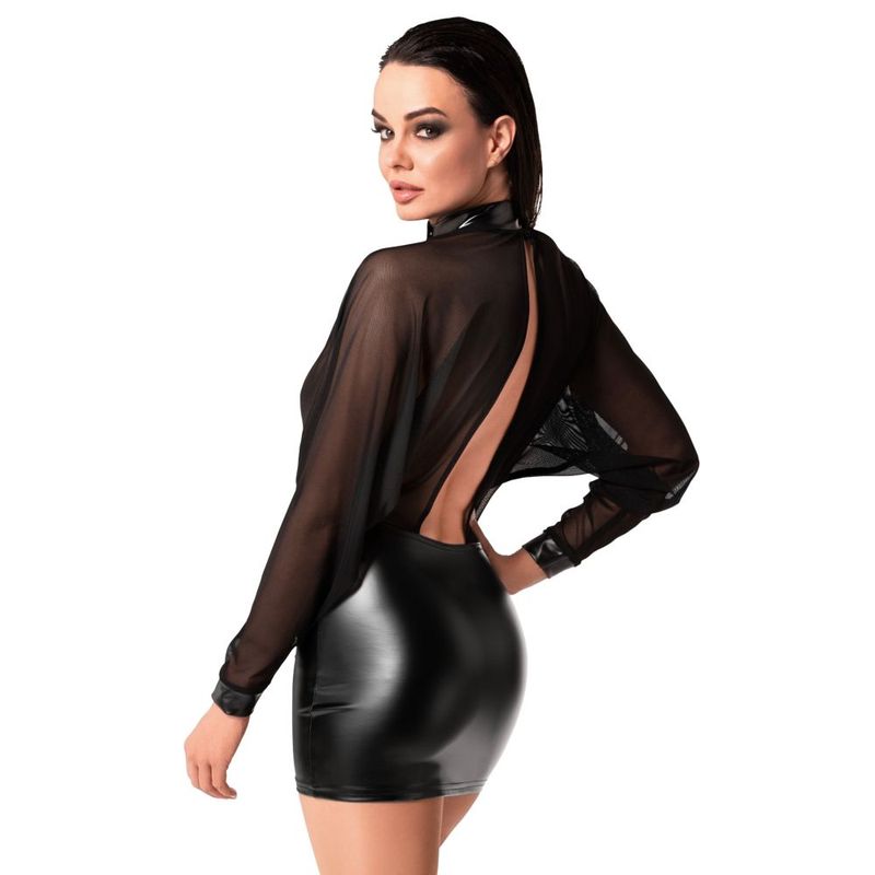 Opium Mini Dress – Sheer Mesh Top Stretchy Power Wetlook Lingerie