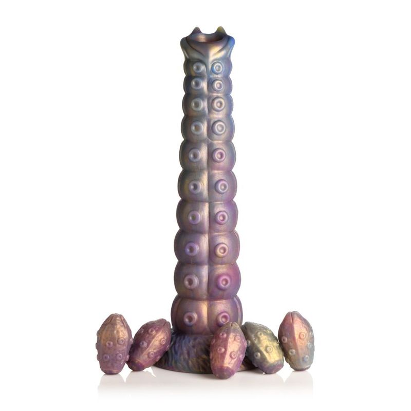 Deep Invader Tentacle Ovipositor (Colored) – Textured Silicone Dildo with Eggs 9 inch