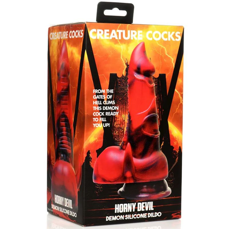 Creature Cocks Horny Devil Demon (Red and Black) 7.5 Inch Silicone Dildo