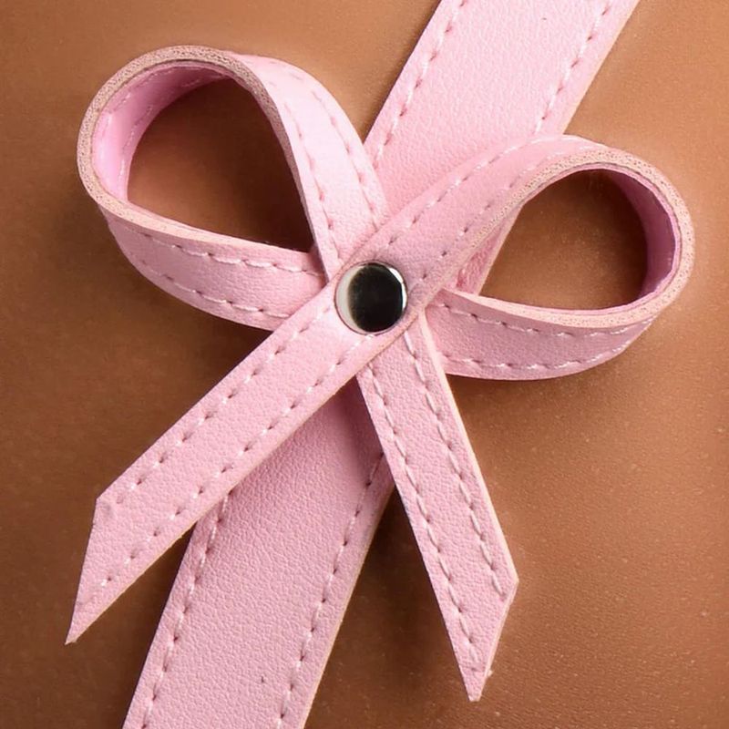 Bondage Harness with Bows (Pink) – Medium/Large Vegan Faux Leather Harness