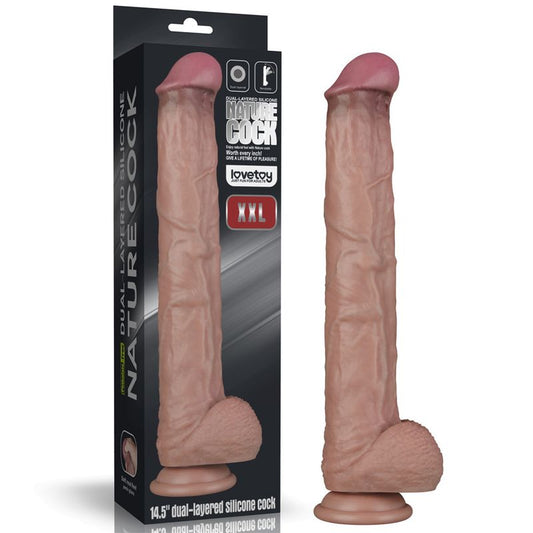 Love Toy Dual-Layered Bendable Silicone Cock 14.5 Inch – Lifelike Dildo