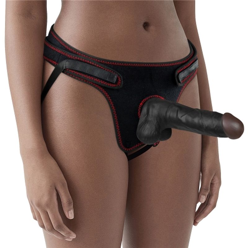 Easy Strap-On Set (Black) – Adjustable Strap-On Harness with 7.5 Inch Realistic Dildo