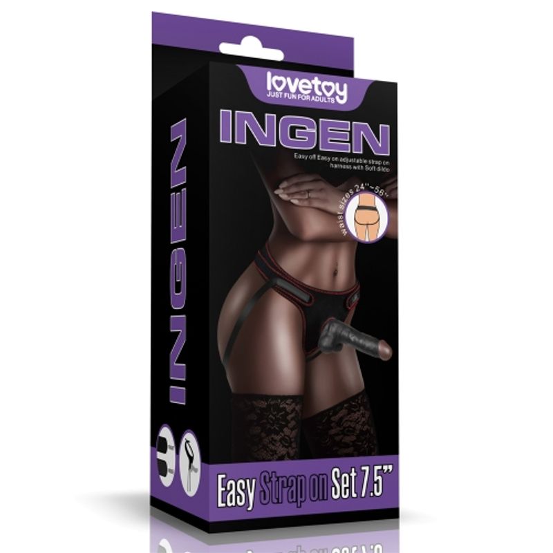Easy Strap-On Set (Black) – Adjustable Strap-On Harness with 7.5 Inch Realistic Dildo