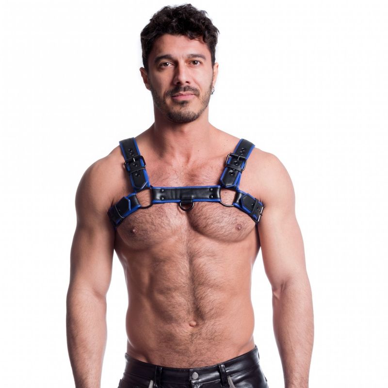 Vegan Bulldog Harness (Black and Blue) – Luxury Ethical Harness