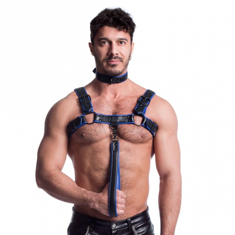 Vegan Bulldog Harness (Black and Blue) – Luxury Ethical Harness