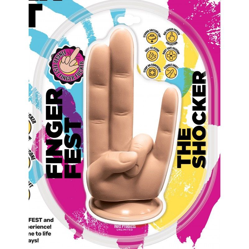 Finger Fest The Shocker (Flesh) – Silicone Finger Dildo with Suction Cup