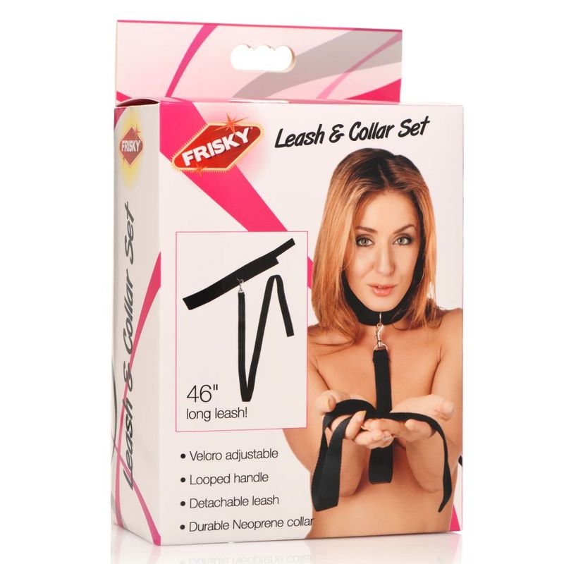Frisky Collar and Leash Set (Black) – Neoprene BDSM Accessory Set