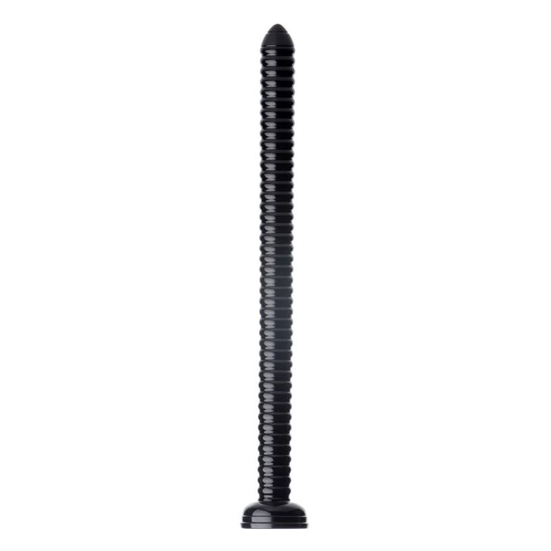 Hosed 19 Inch Ribbed Anal Snake Black