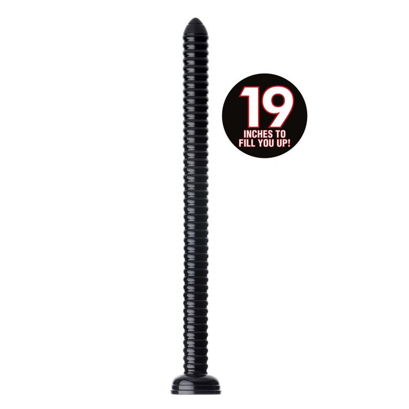 Hosed 19 Inch Ribbed Anal Snake Black