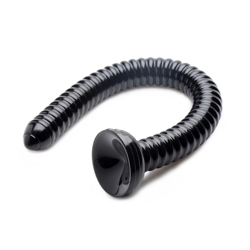 Hosed 19 Inch Ribbed Anal Snake Black