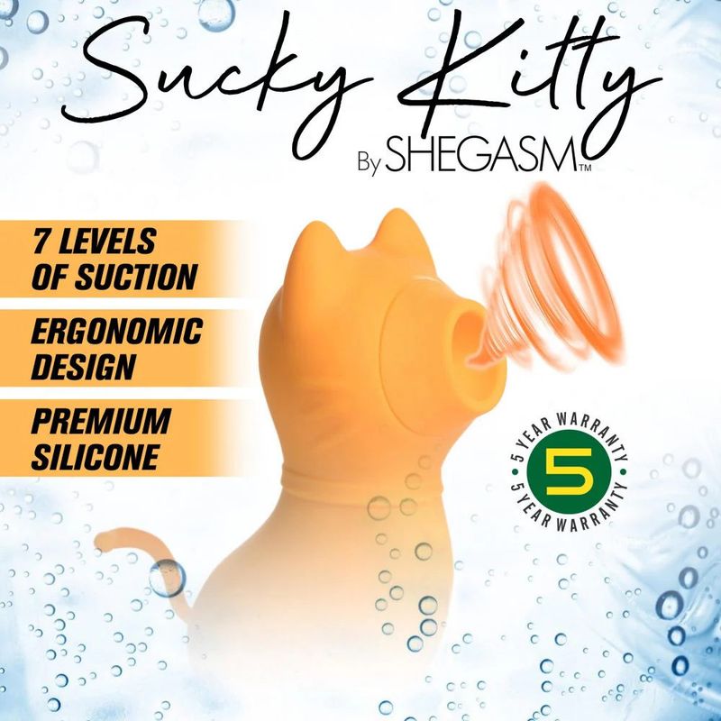 Sucky Kitty Clitoral Stimulator (Orange) – Premium Silicone 7-Level Suction Vibrator