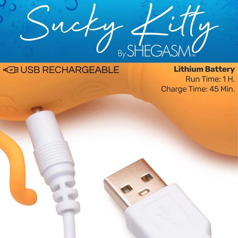 Sucky Kitty Clitoral Stimulator (Orange) – Premium Silicone 7-Level Suction Vibrator