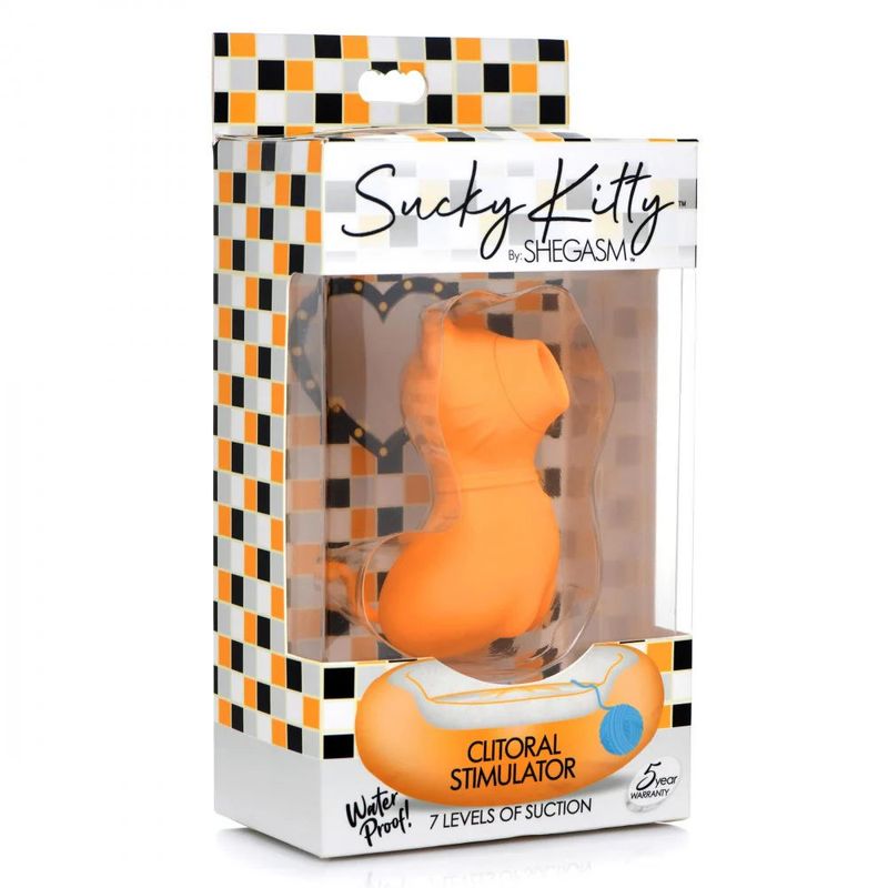 Sucky Kitty Clitoral Stimulator (Orange) – Premium Silicone 7-Level Suction Vibrator