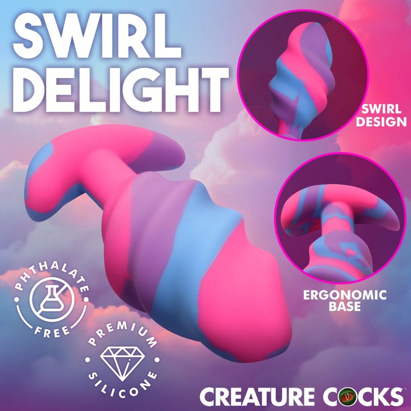 Unicorn Swirl Large Silicone Butt Plug – Body-Safe Silicone Butt Plug