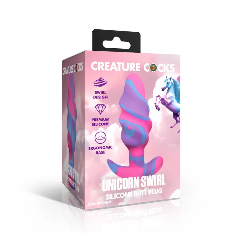 Unicorn Swirl Large Silicone Butt Plug – Body-Safe Silicone Butt Plug