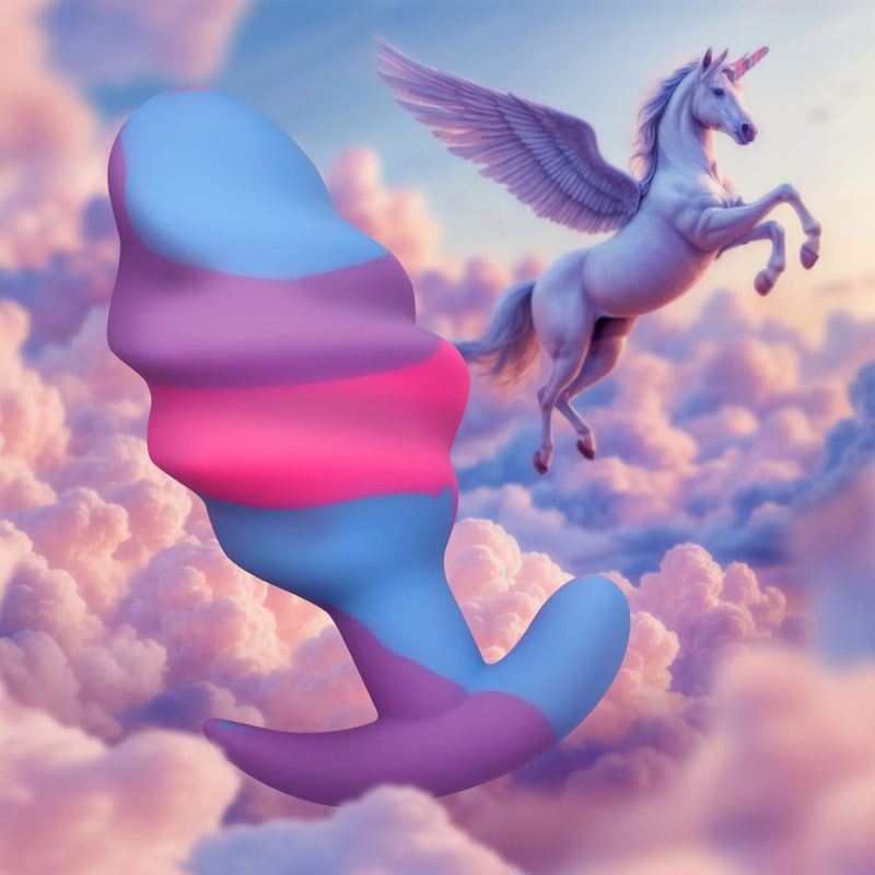 Unicorn Swirl Large Silicone Butt Plug – Body-Safe Silicone Butt Plug