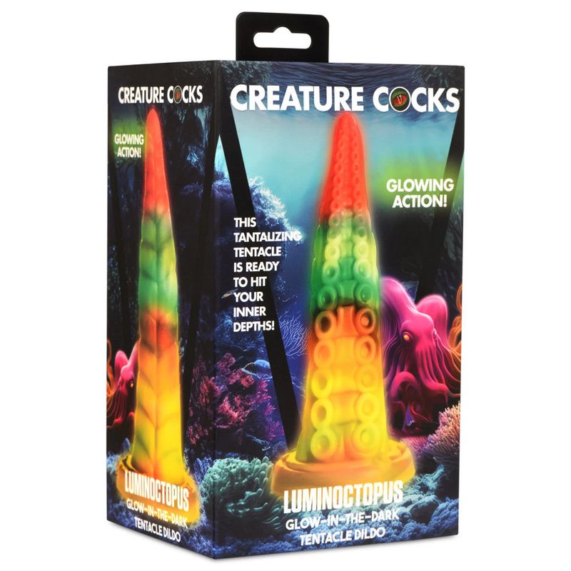 Luminoctopus Glow in the Dark 7.2 Inch Tentacle Dildo – Rainbow-Sherbert Colors Dildo