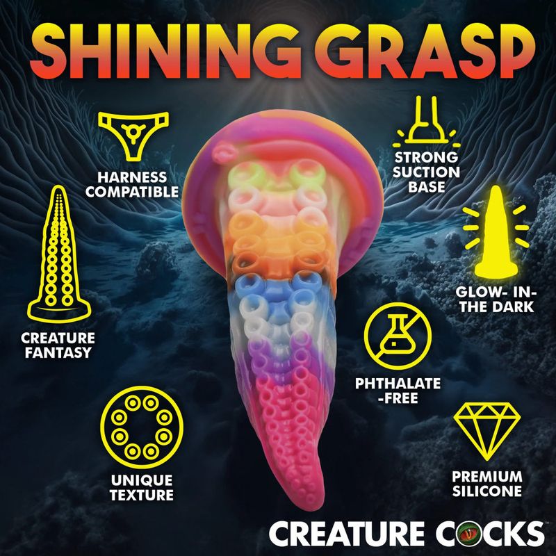 Luminoctopus Glow in the Dark 7.2 Inch Tentacle Dildo – Rainbow-Sherbert Colors Dildo