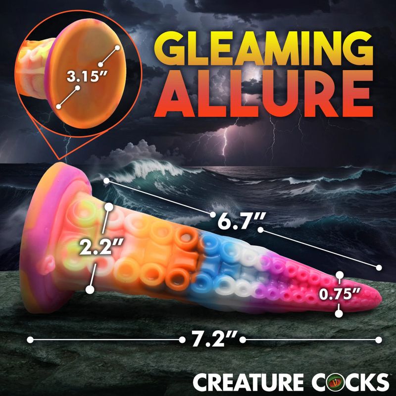 Luminoctopus Glow in the Dark 7.2 Inch Tentacle Dildo – Rainbow-Sherbert Colors Dildo