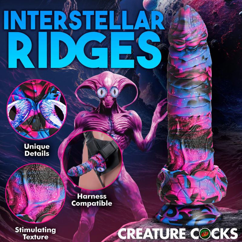 Alienoid Silicone Dildo (Red Purple Blue with Glitter) – Unique 6.7 Inch Dildo