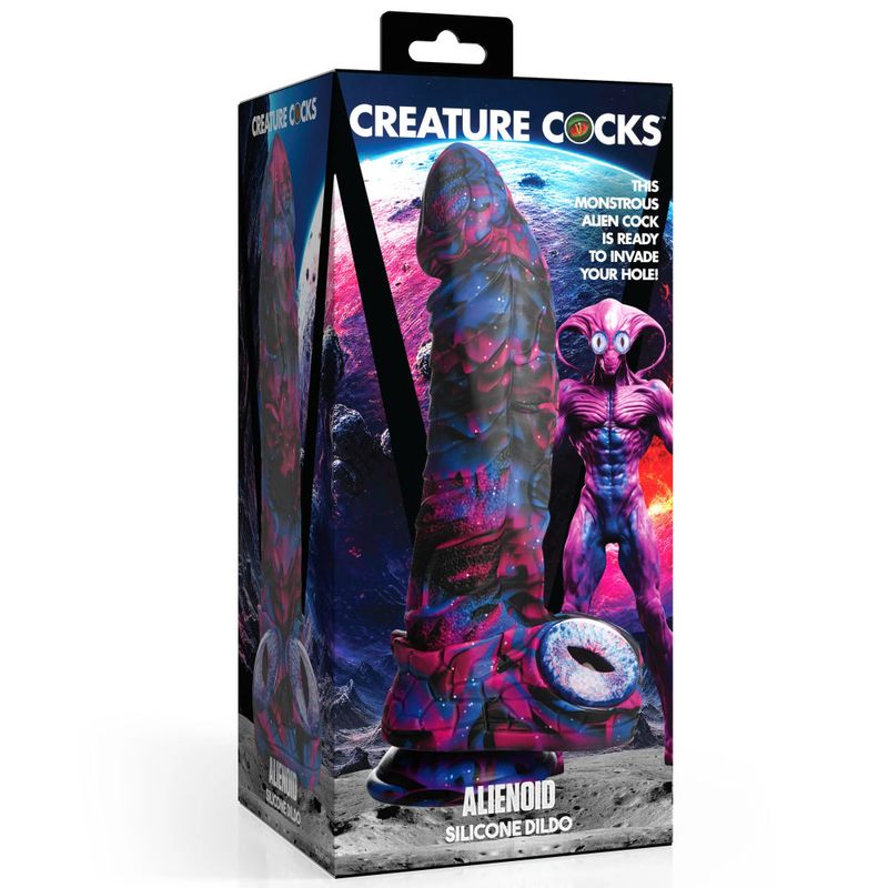 Alienoid Silicone Dildo (Red Purple Blue with Glitter) – Unique 6.7 Inch Dildo