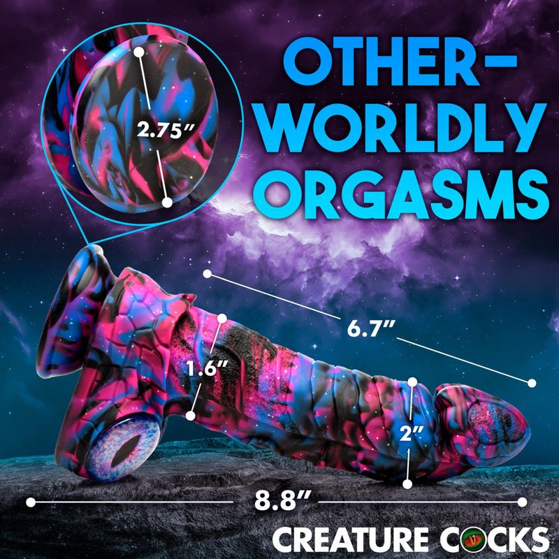 Alienoid Silicone Dildo (Red Purple Blue with Glitter) – Unique 6.7 Inch Dildo