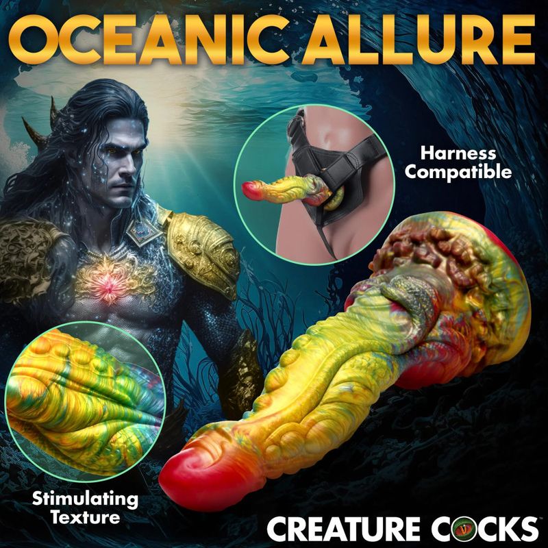 Majestic Merman 10 Inch Silicone Dildo (Iridescent Rainbow) – Extra Long Silicone Dildo with S-Shaped Curve