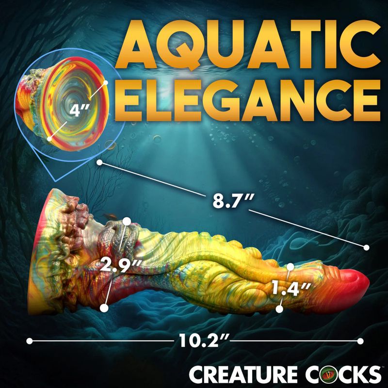Majestic Merman 10 Inch Silicone Dildo (Iridescent Rainbow) – Extra Long Silicone Dildo with S-Shaped Curve