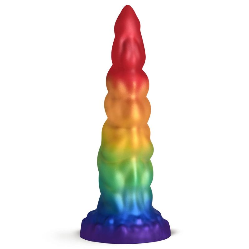 Magic Rider Unicorn 6.8 Inch Silicone Dildo (Iridescent Rainbow) – with Suction Base and Tapered Tip