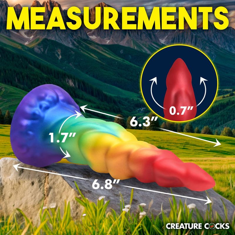 Magic Rider Unicorn 6.8 Inch Silicone Dildo (Iridescent Rainbow) – with Suction Base and Tapered Tip