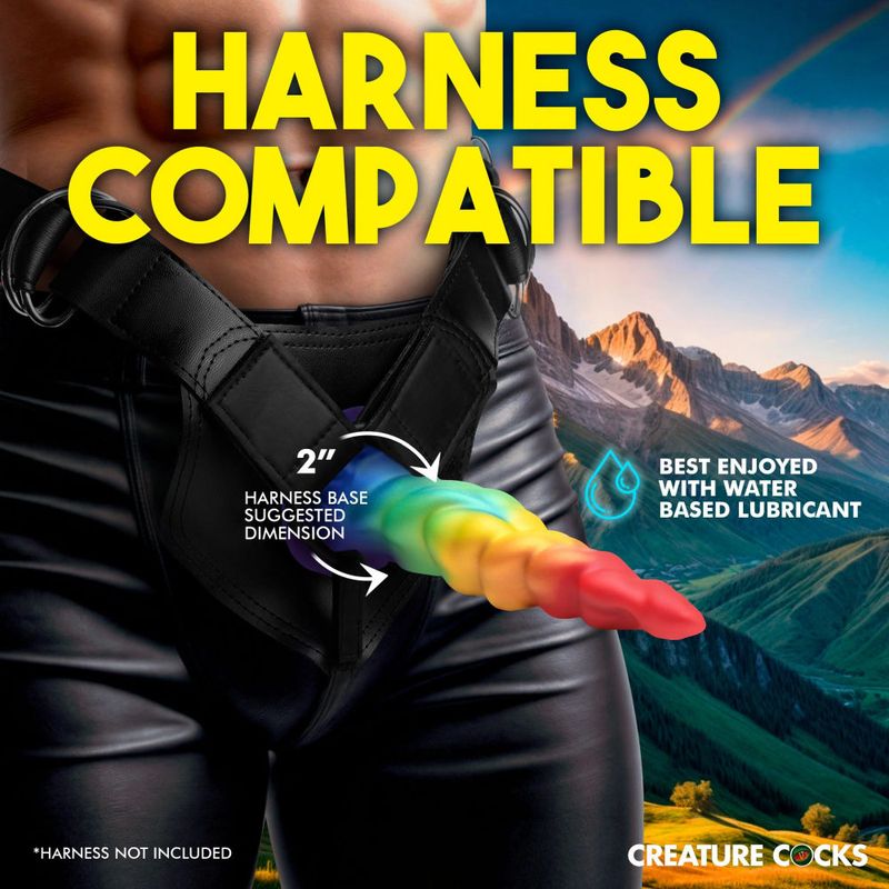 Magic Rider Unicorn 6.8 Inch Silicone Dildo (Iridescent Rainbow) – with Suction Base and Tapered Tip