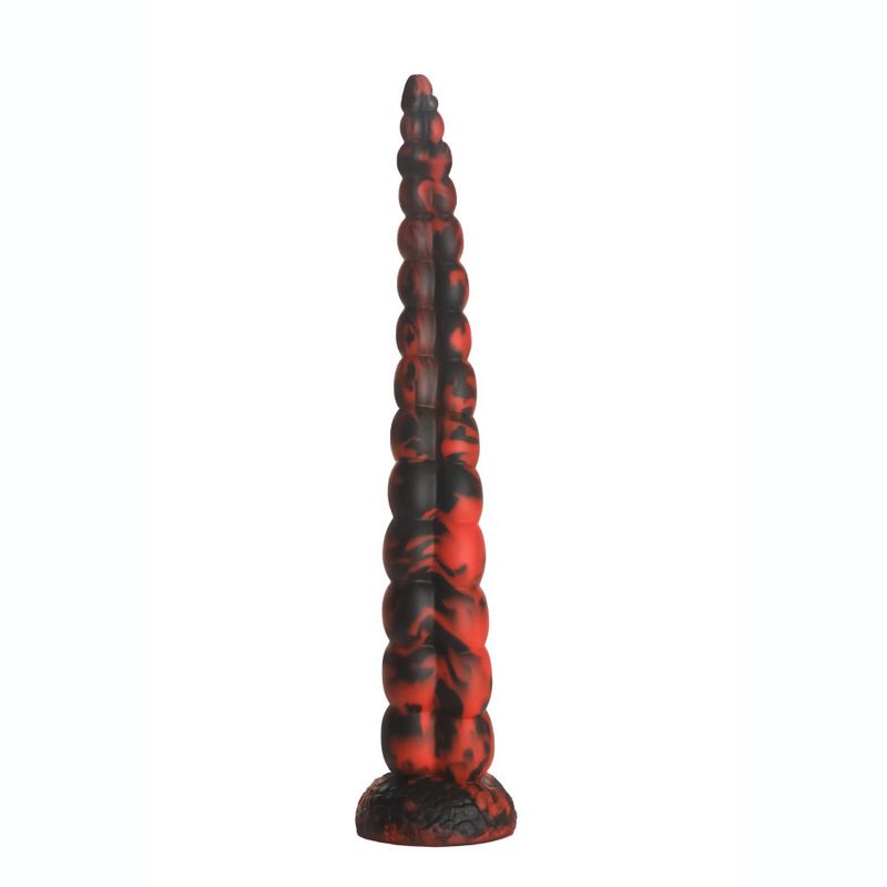 Stinger Silicone Dildo (Red and Black) – 14-Inch Silicone Dildo with Tapered Tip and Graduated Bumps