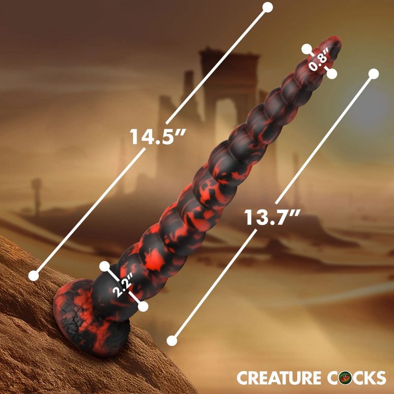 Stinger Silicone Dildo (Red and Black) – 14-Inch Silicone Dildo with Tapered Tip and Graduated Bumps