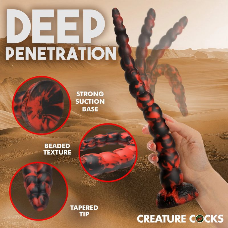 Stinger Silicone Dildo (Red and Black) – 14-Inch Silicone Dildo with Tapered Tip and Graduated Bumps