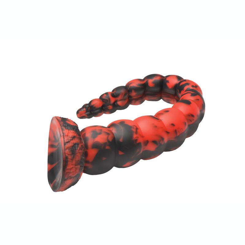 Stinger Silicone Dildo (Red and Black) – 14-Inch Silicone Dildo with Tapered Tip and Graduated Bumps