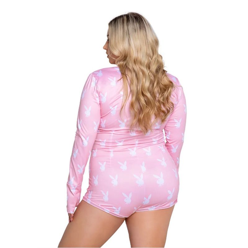Playboy Slumber Bunny Romper (Pink) – Long Sleeve Cotton Blend Romper