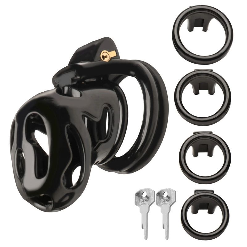 Hard Stop Double Ring Chastity Cage Black