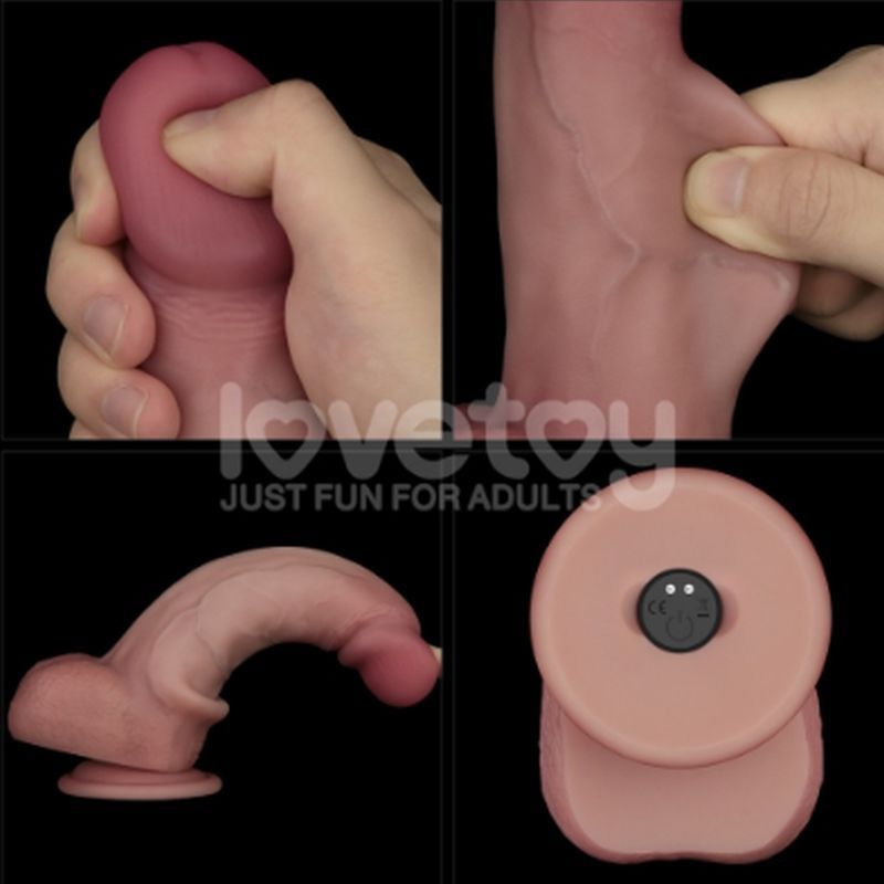 Sliding Skin Pro II – Dual-Layer Silicone 8 Inch Dong with Wireless Remote Vibrator