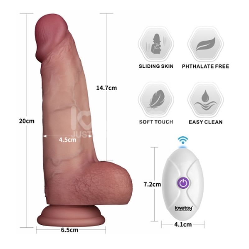 Sliding Skin Pro II – Dual-Layer Silicone 8 Inch Dong with Wireless Remote Vibrator