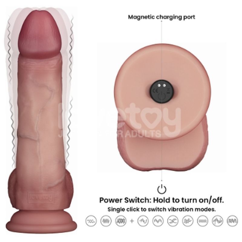 Sliding Skin Pro II – Dual-Layer Silicone 8 Inch Dong with Wireless Remote Vibrator