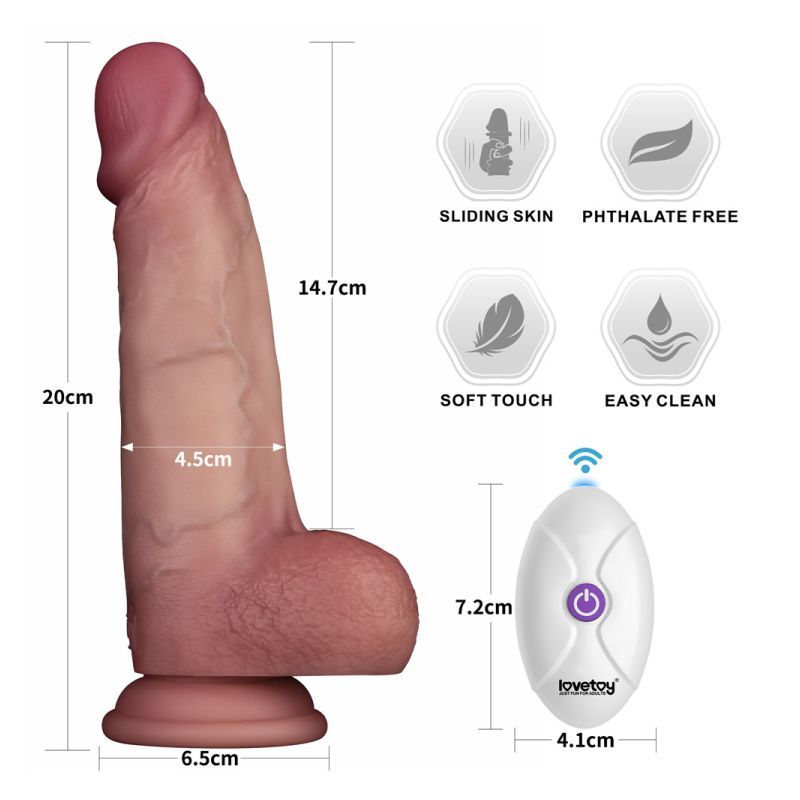 Sliding Skin Pro II – Dual-Layer Silicone 8 Inch Dong with Wireless Remote Vibrator
