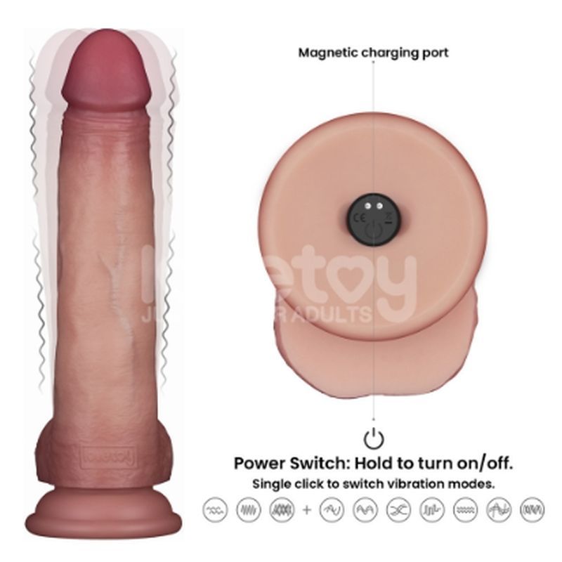 Vibrating Sliding Skin Pro II Silicone Dong 8.5 Inches – Waterproof Wireless Remote-Controlled Dong