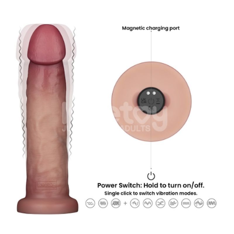 Sliding Skin Pro II Silicone Dong 9 Inch – Wireless Remote-Controlled Vibrating Dong