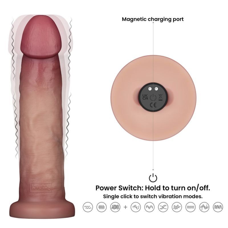 Sliding Skin Pro II Silicone Dong 9 Inch – Wireless Remote-Controlled Vibrating Dong